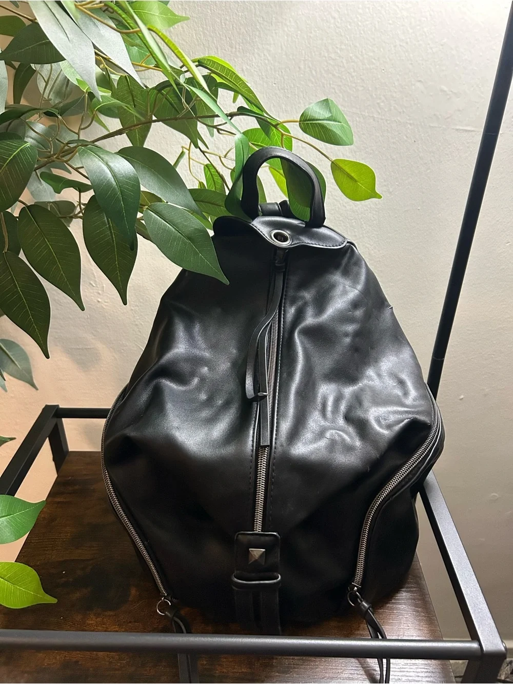 ASOS Black Leather-Effect Women's Backpack